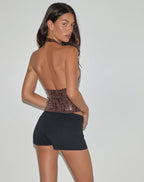 Cosette Halter Sequin Top - Brown