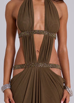 6AM Cut Out Maxi Dress - Brown