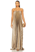 L’Idee Black Tie Gown Fully Pleated - Gold Shimmer