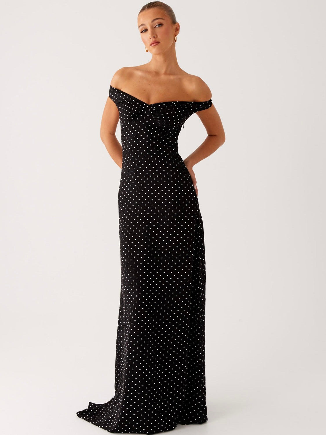 Melany Maxi Dress - Black Polka Dot