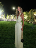 Serena Halter Fringe Maxi Dress - Butter Yellow