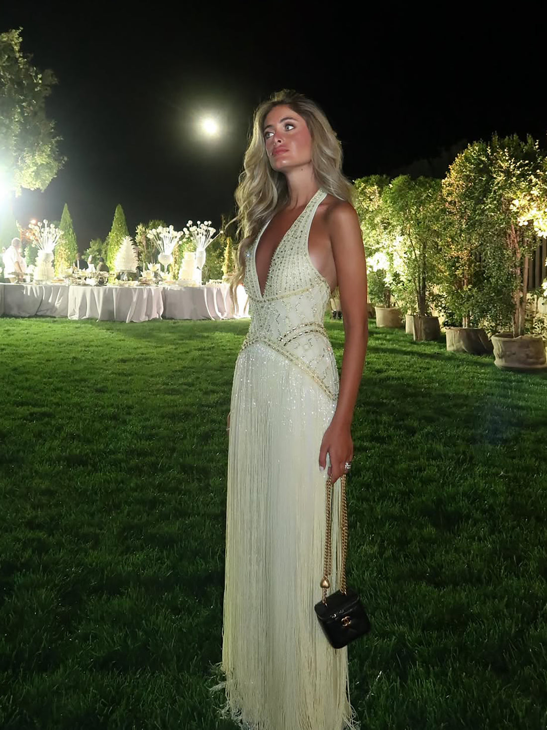 Serena Halter Fringe Maxi Dress - Butter Yellow