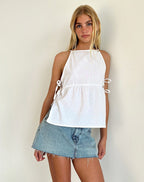 Sienna Tie-Side Top - White