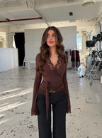 Capri Lace Long Sleeve Top - Brown