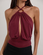 Allure Halter Top - Maroon