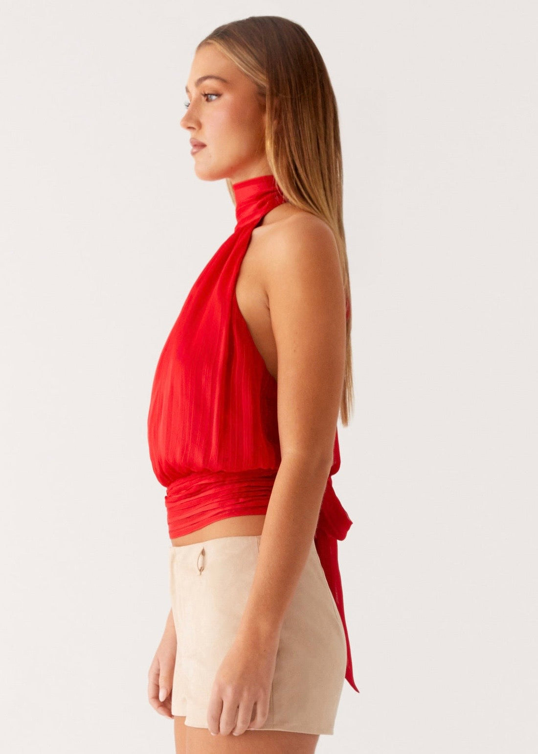 Solene Chiffon Top - Red