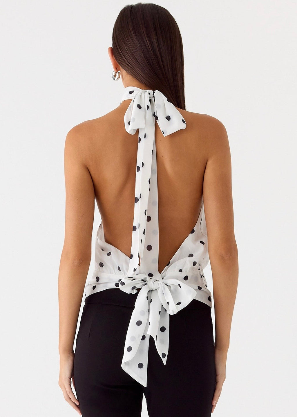 Solene Chiffon Top - White Polkadot