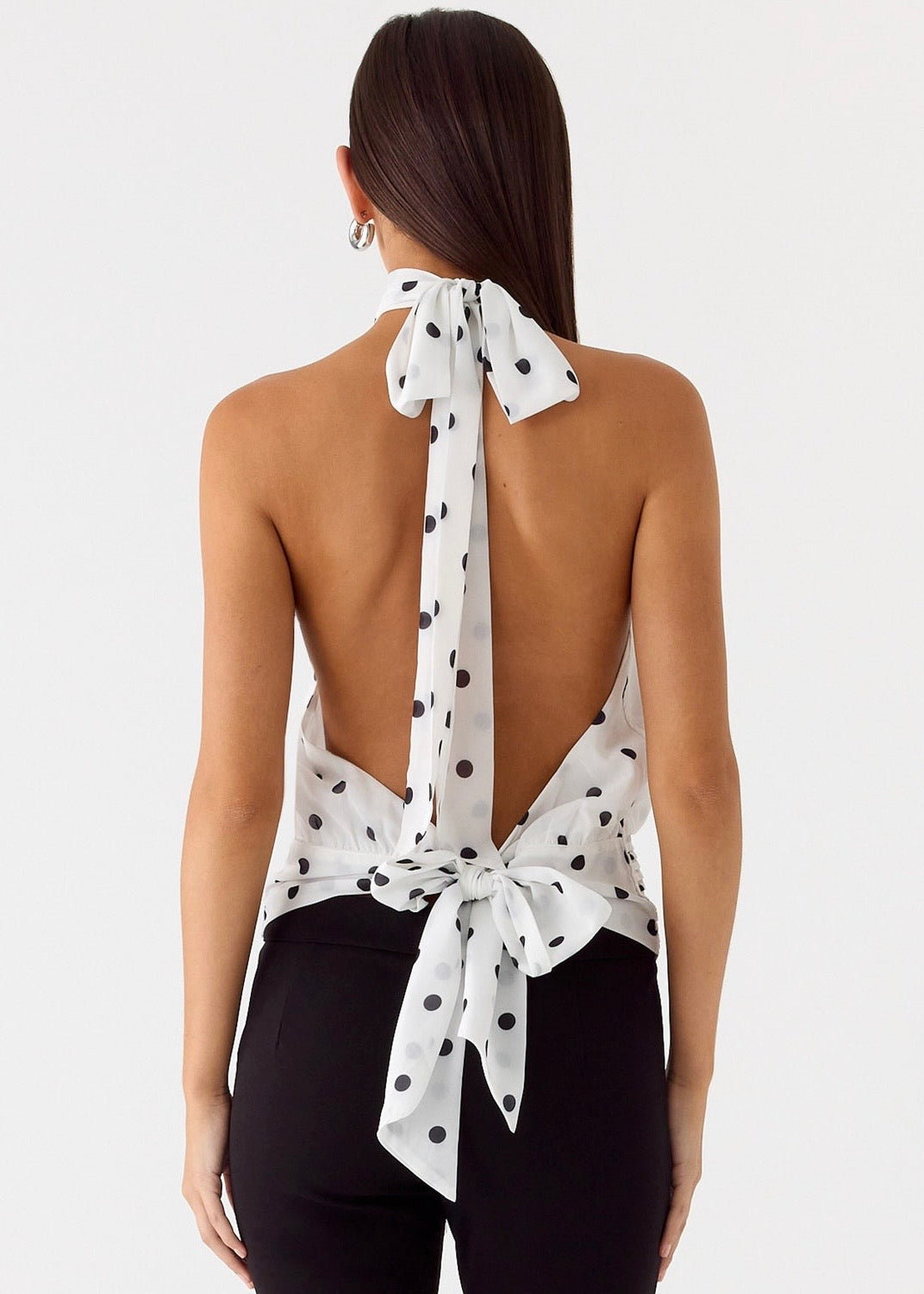 Solene Chiffon Top - White Polkadot