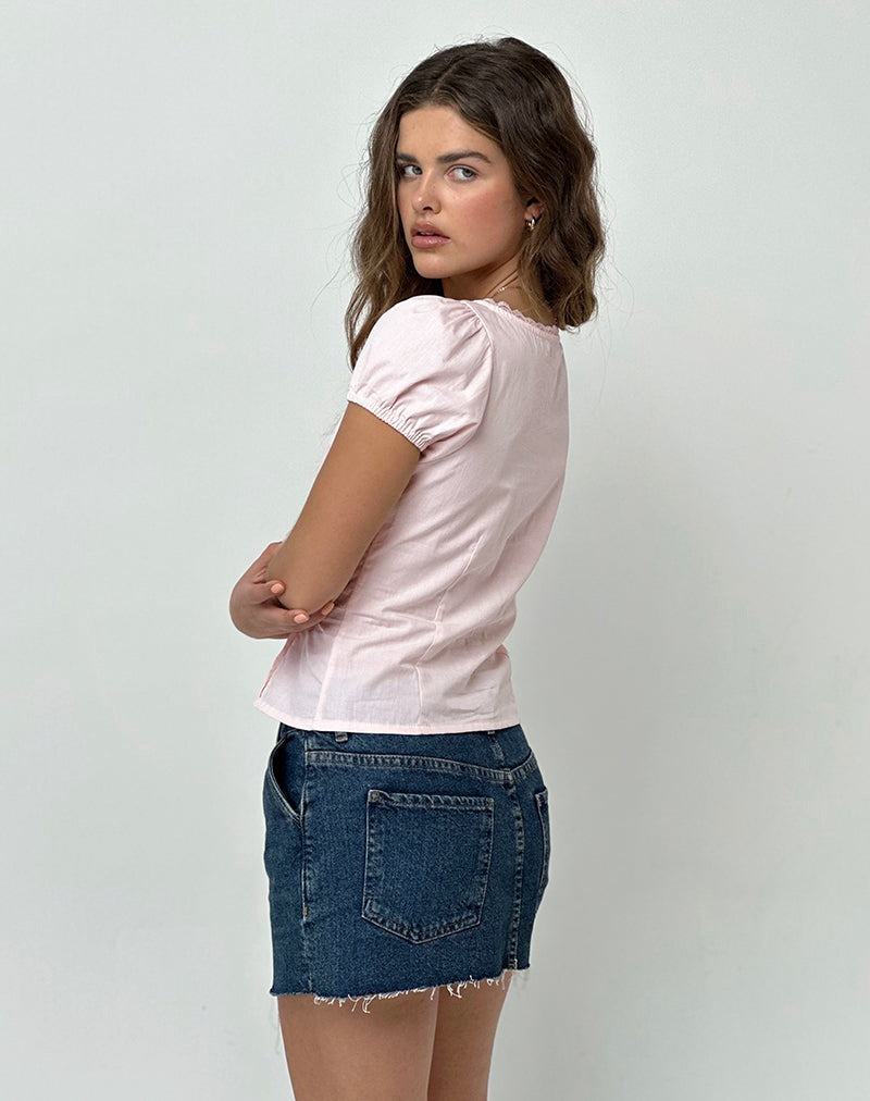 Peach Button Up Top - Blush