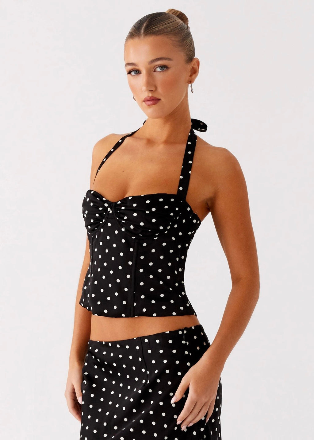 Cherry Two Piece Set - Black Polka Dot