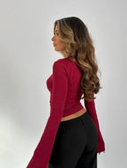 Willow Lace Long Sleeve Top - Red