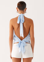 Solene Chiffon Top - Blue