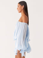 Blair Balloon Sleeve Mini Dress - Blue