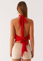 Solene Chiffon Top - Red