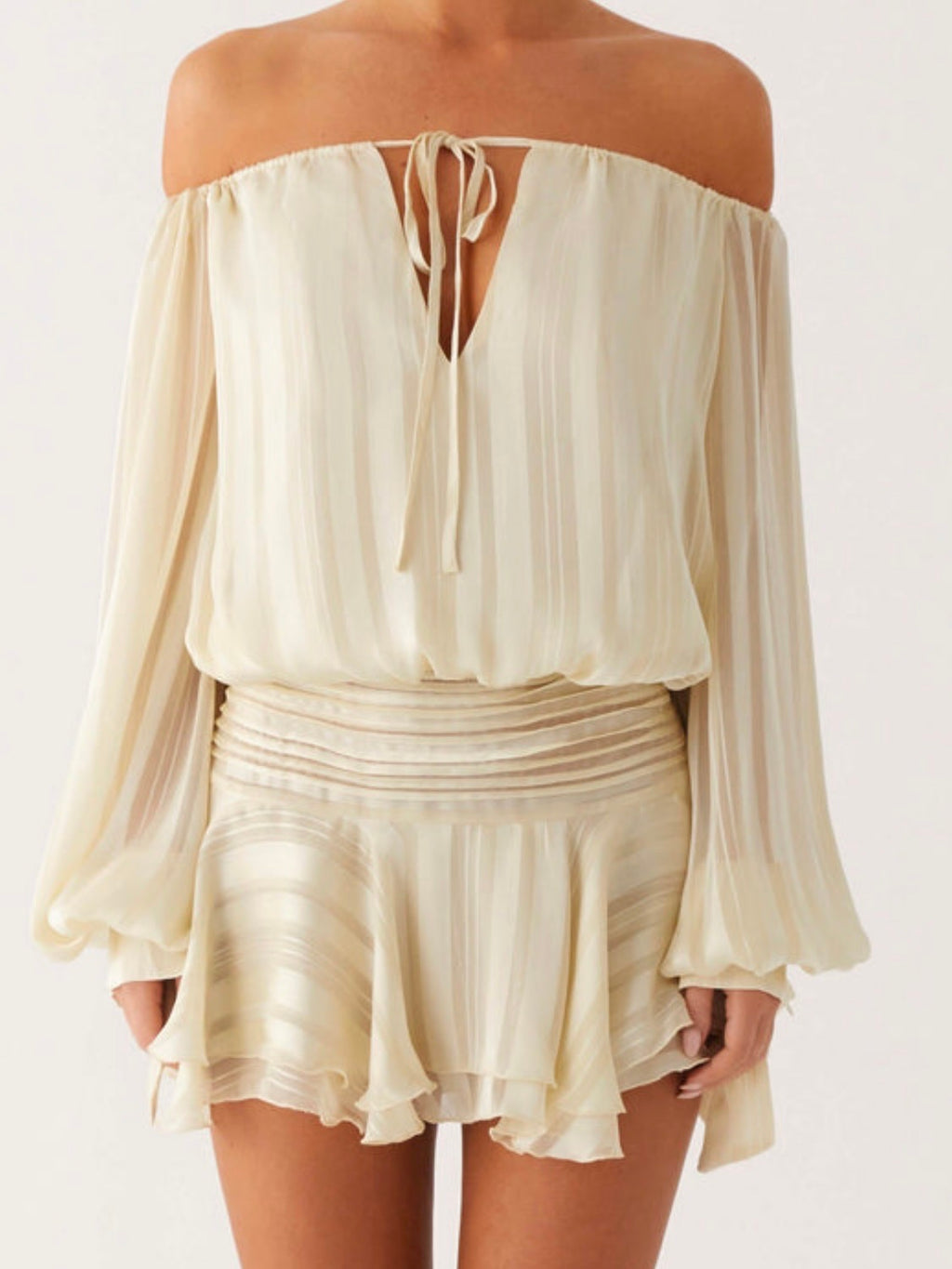 Blair Balloon Sleeve Mini Dress - Ivory