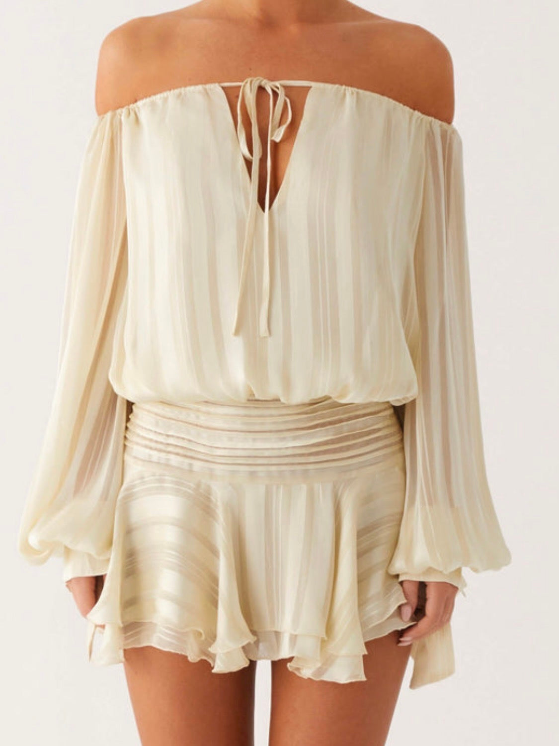 Blair Balloon Sleeve Mini Dress - Ivory