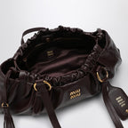 Miu Miu Joie Nappa Leather Shoulder Bag - Dark Brown
