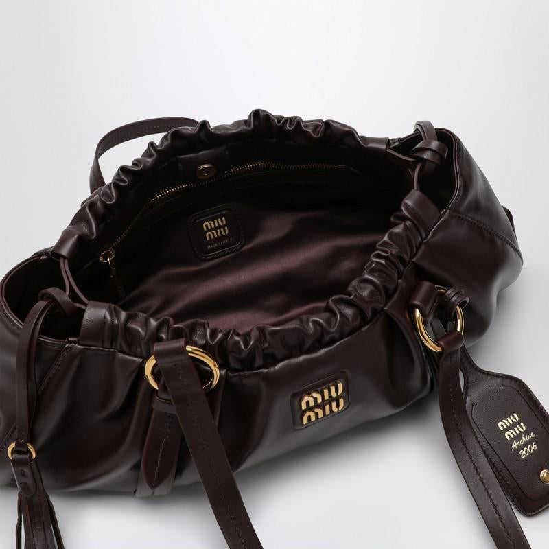Miu Miu Joie Nappa Leather Shoulder Bag - Dark Brown