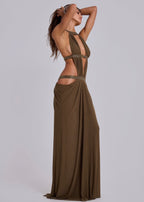6AM Cut Out Maxi Dress - Brown