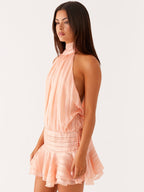 Solene Chiffon Mini Dress - Blush