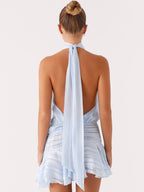 Solene Chiffon Mini Dress - Blue