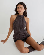 Brienna Shimmer Top - Brown