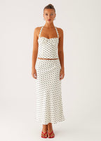 Cherry Two Piece Set - White Polka Dot