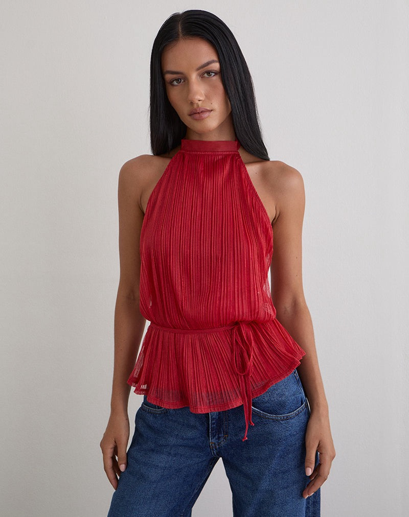 Brienna Shimmer Top - Red