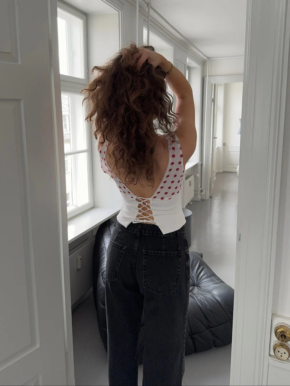 Coastline Top - White Polka Dot