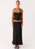 Cherry Two Piece Set - Black Polka Dot