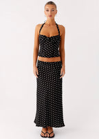 Cherry Two Piece Set - Black Polka Dot