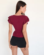 Esmé Frill Top - Maroon