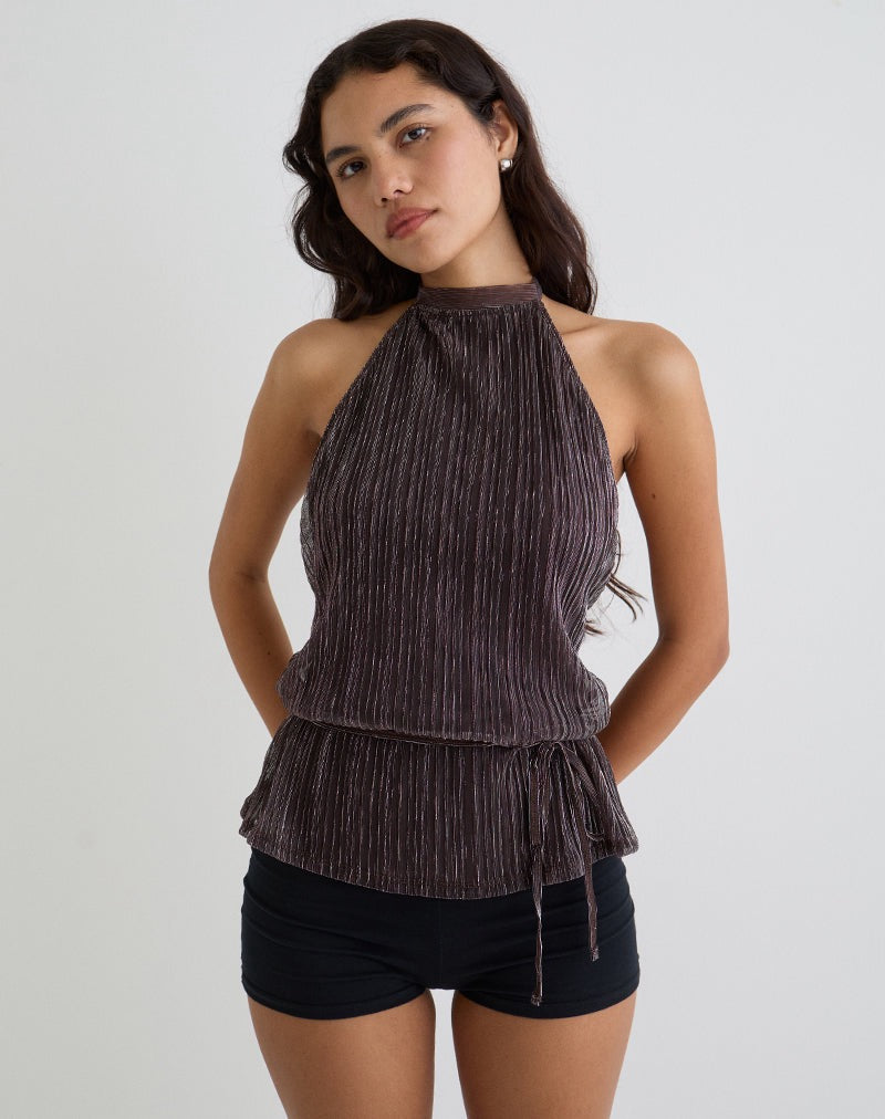 Brienna Shimmer Top - Brown
