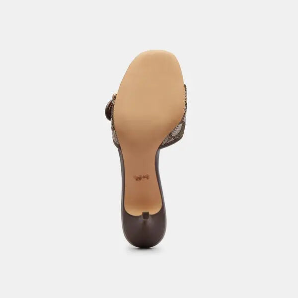 COACH - Margot Sandal In Signature Jacquard With Kitten Heel - Oak/Maple