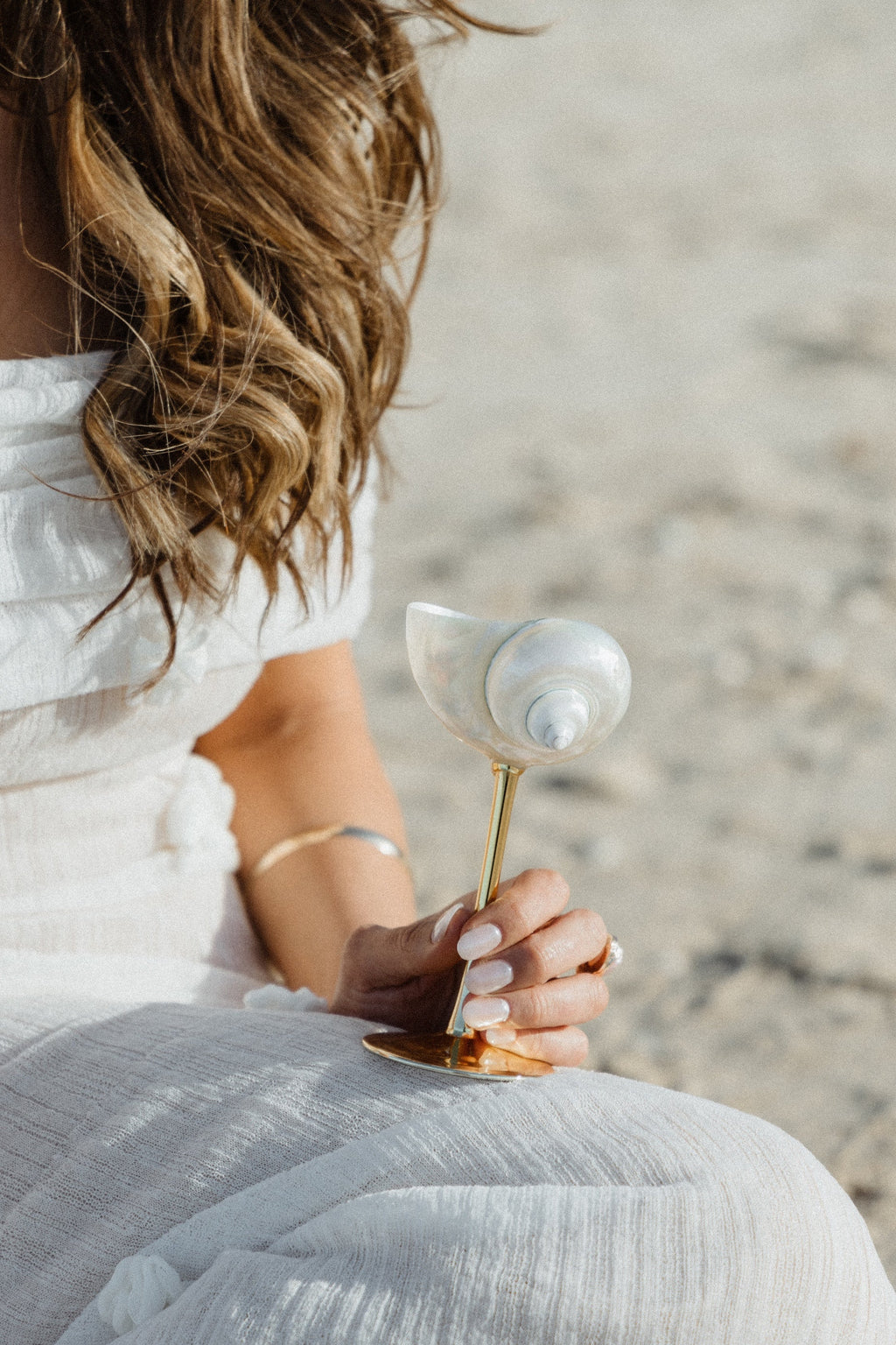 Conch Shell Cocktail Glass: Gold