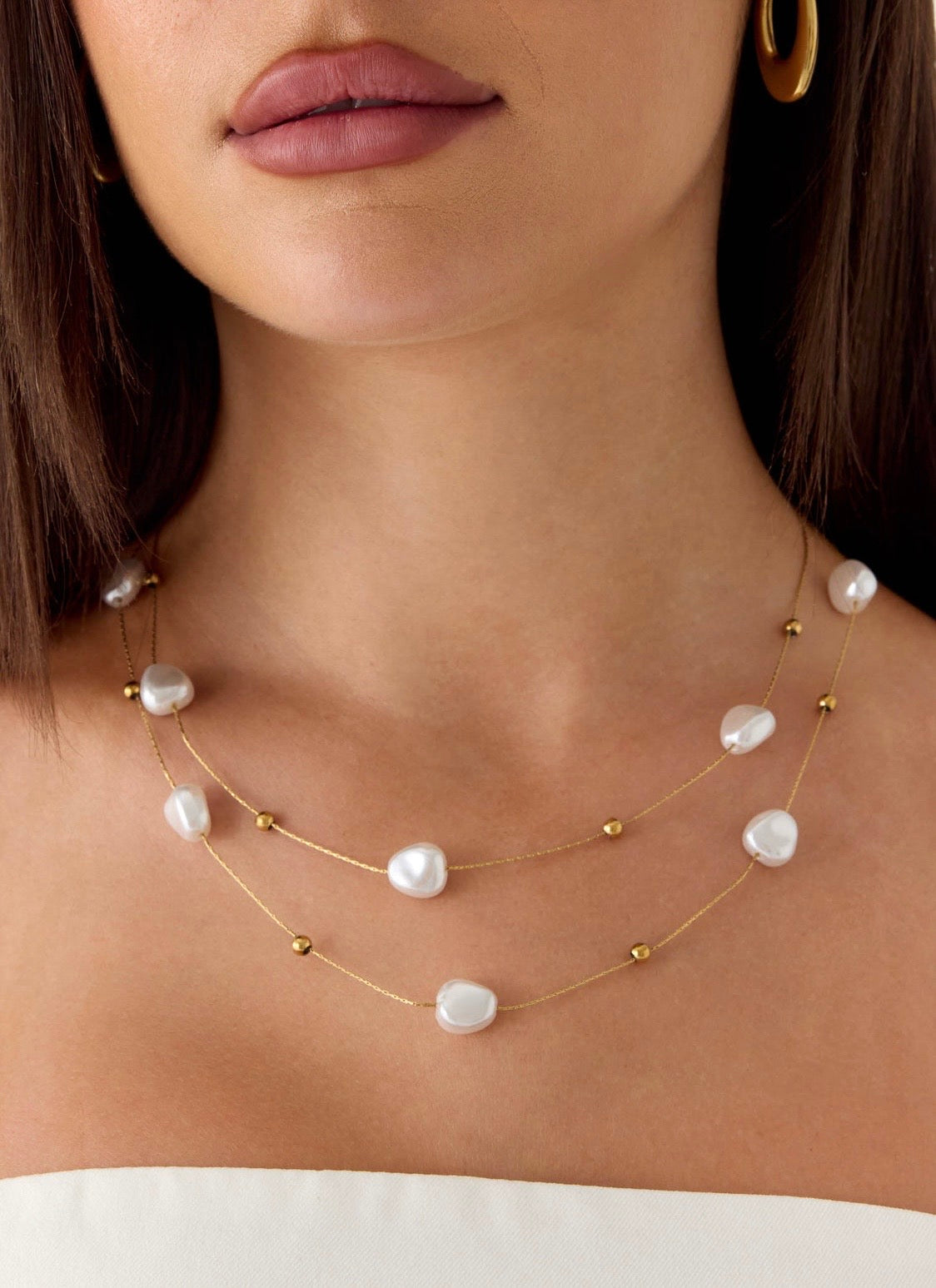 Serena Pearl Necklace - Pearl/Gold