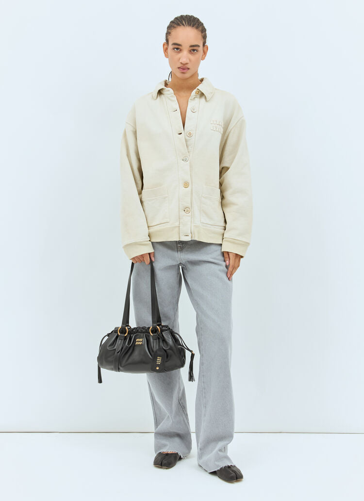 Miu Miu Joie Nappa Leather Shoulder Bag - Black