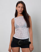 Esme Sequin Top - White