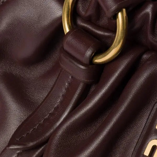Miu Miu Joie Nappa Leather Shoulder Bag - Dark Brown