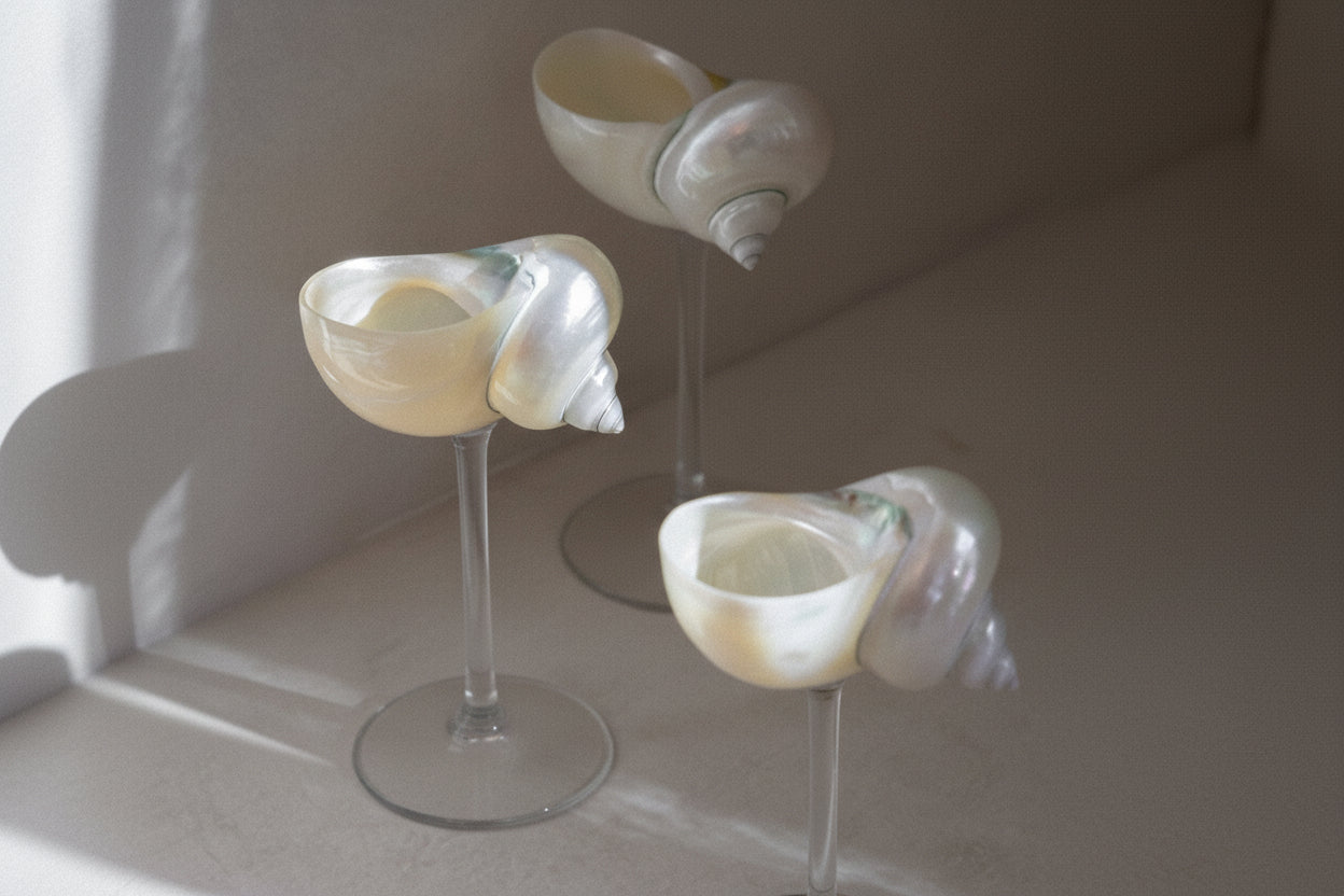 Conch Shell Cocktail Glass: Glass Stem