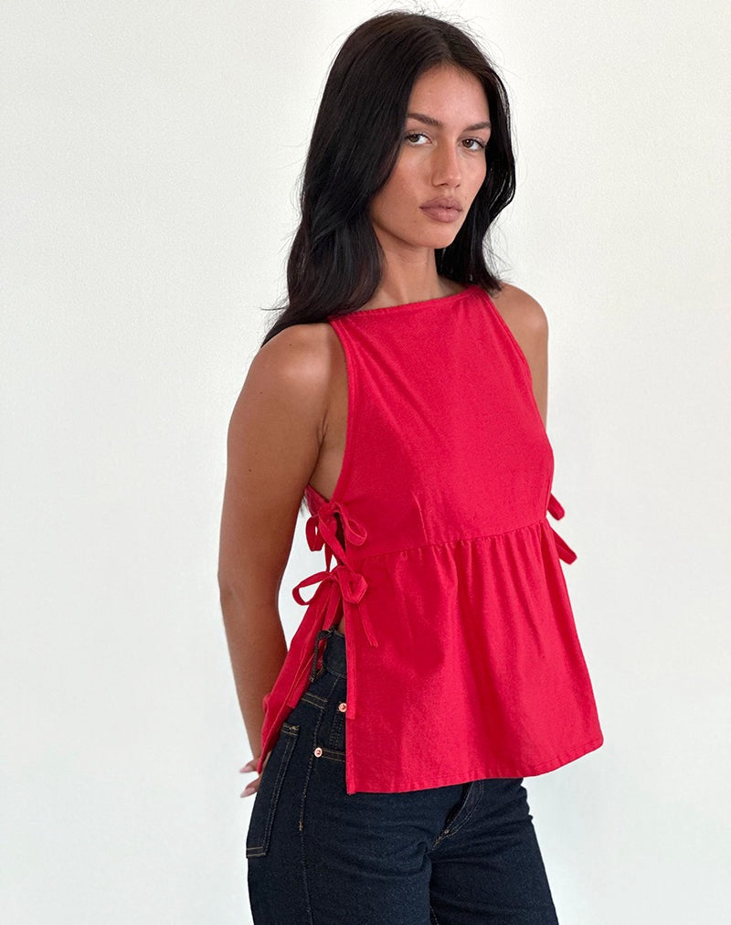 Sienna Tie-Side Top - Red