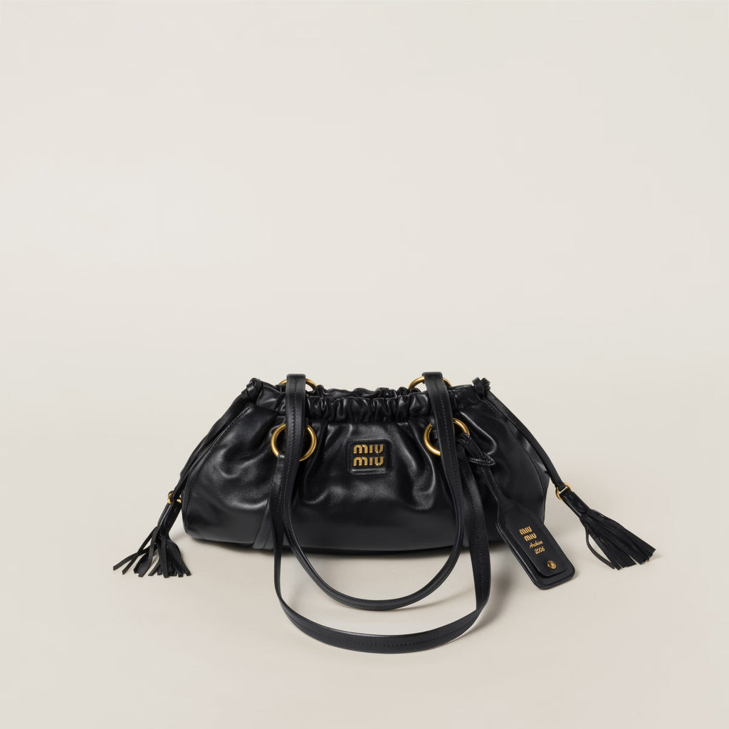 Miu Miu Joie Nappa Leather Shoulder Bag - Black