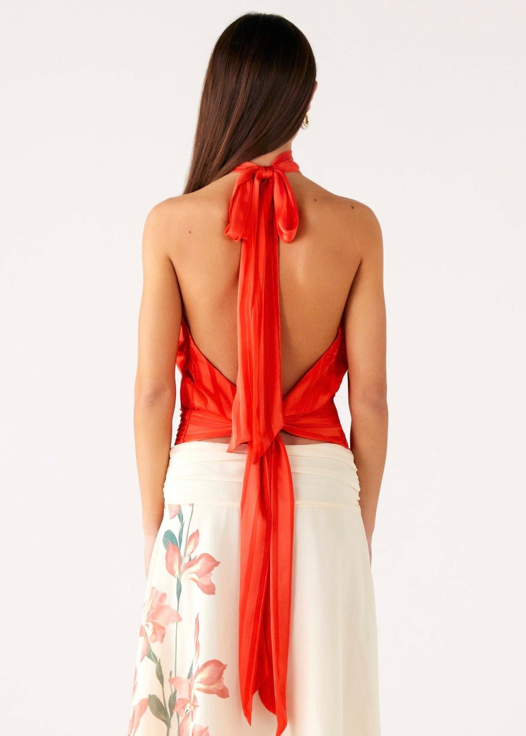 Solene Chiffon Top - Coral