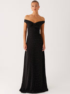 Melany Maxi Dress - Black Polka Dot