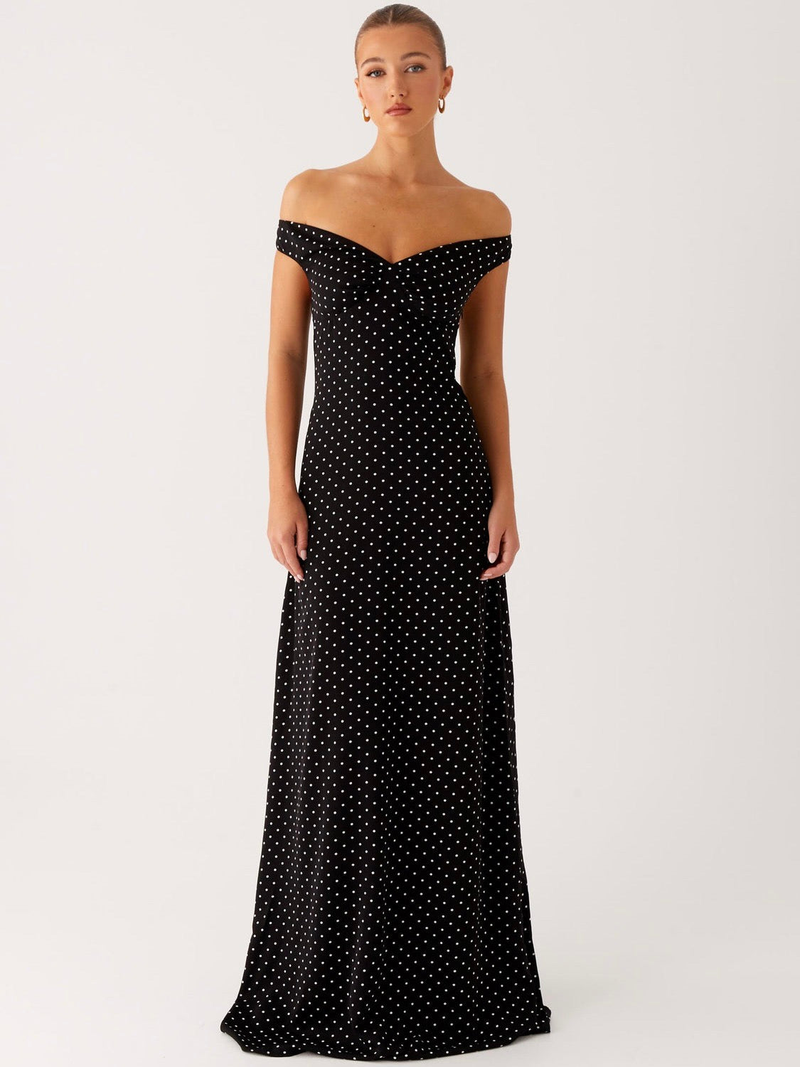 Melany Maxi Dress - Black Polka Dot