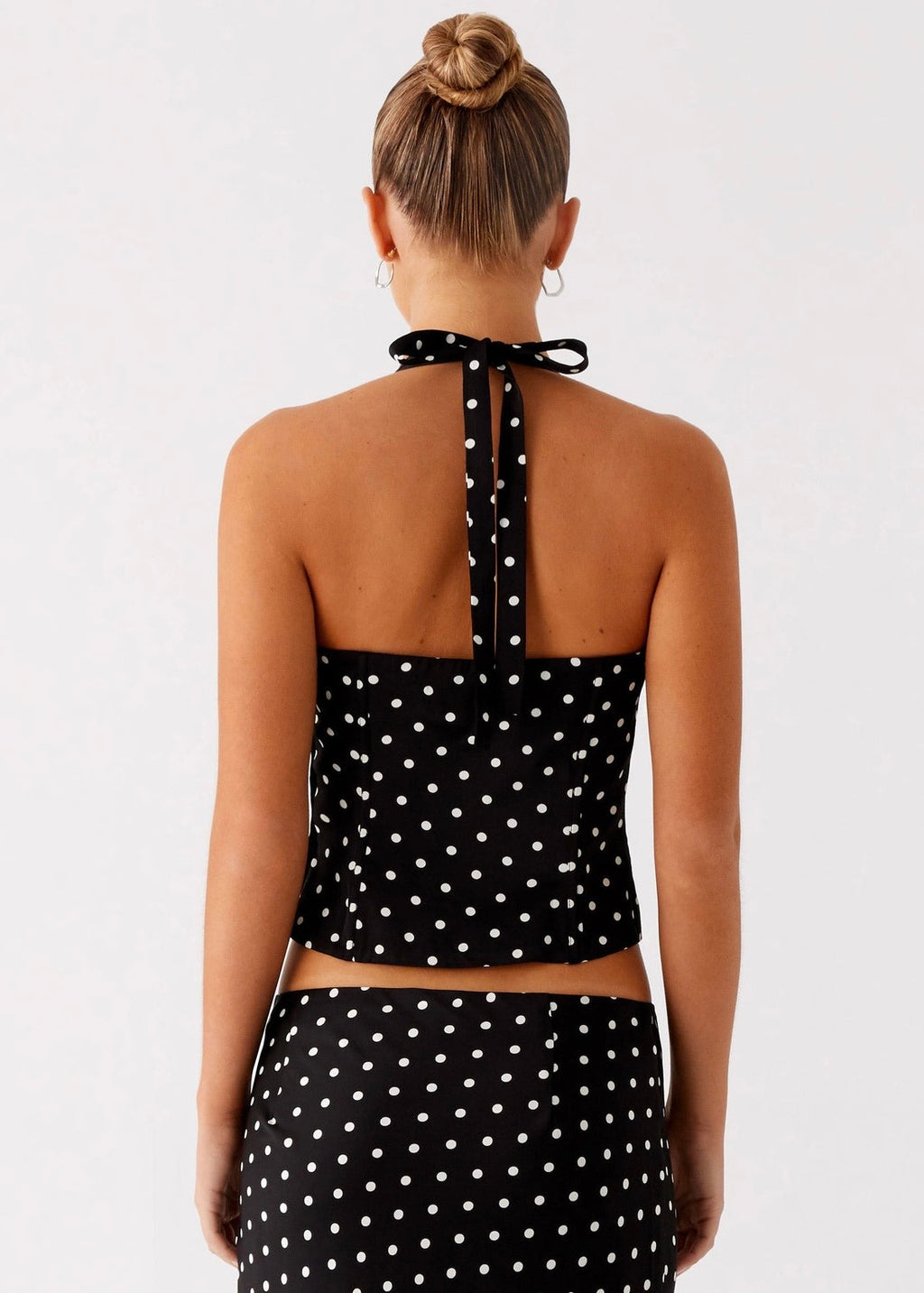Cherry Two Piece Set - Black Polka Dot