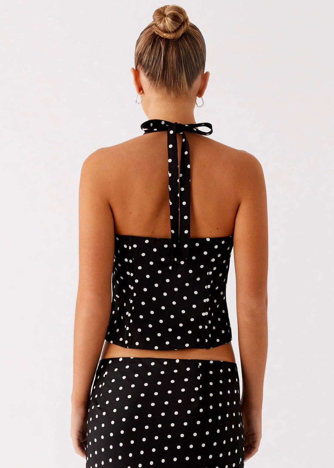 Cherry Two Piece Set - Black Polka Dot