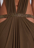 6AM Cut Out Maxi Dress - Brown