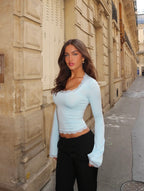 Blair Lace Long Sleeve Top - Blue