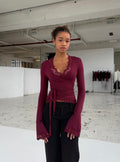 Capri Lace Long Sleeve Top - Maroon
